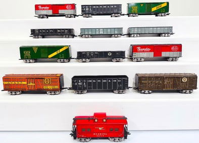 Marx Prewar and Postwar Thirteen (13) Assorted 8 wheel Freight Cars