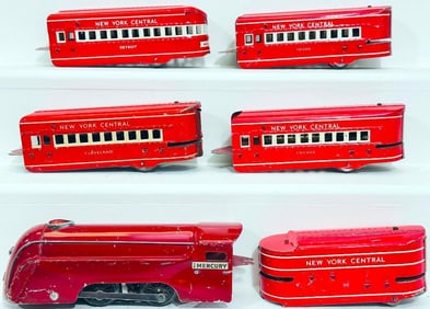 Marx Prewar O Gauge red Mercury New York Central Streamliner Set
