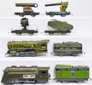 Marx Prewar O Gauge Commodore Vanderbilt Army Locomotive and Tender/897 Army Locomotive and Tender