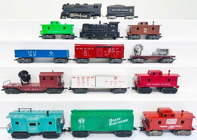 Marx Postwar O Gauge 2 – 4 –2 Black Loco with Tender/588 NYC Switcher/Eleven Assorted