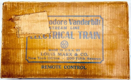 Marx Prewar O Gauge Outfit No. 39955 Commodore Vanderbilt Locomotive Freight Set Red Frame Boxed
