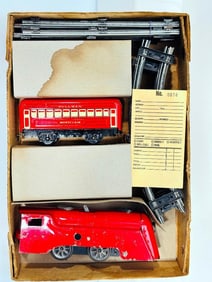 Marx Prewar O Gauge Outfit No 557-MW red Commodore Vanderbilt Passenger Set Boxed