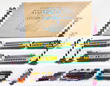 Marx Prewar O Gauge Outfit No. 15250 Switches and Track Only/M –10000 green and yellow Union