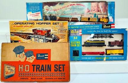 Revell Postwar HO Scale Atlantic Coast Switcher Freight Set/F7 Santa Fe Road Diesel and Freight Cars
