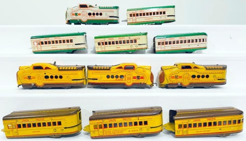 Marx Prewar O Gauge Union Pacific M10005 5 Car Green and Cream Streamliner Set/Union Pacific M10005