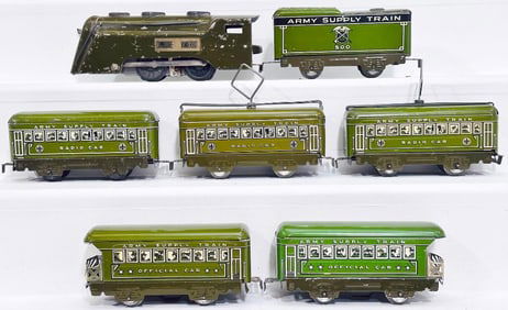 Marx Prewar O Gauge Commodore Vanderbilt Locomotive and Tender and Five (5) Car Passenger Set