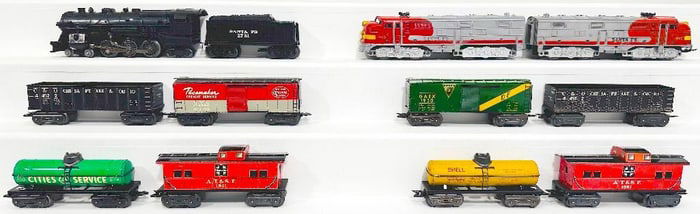 Marx Postwar O Gauge No. 9626 Happitime Santa Fe A – A Diesel Freight Set Outfit No. 36345