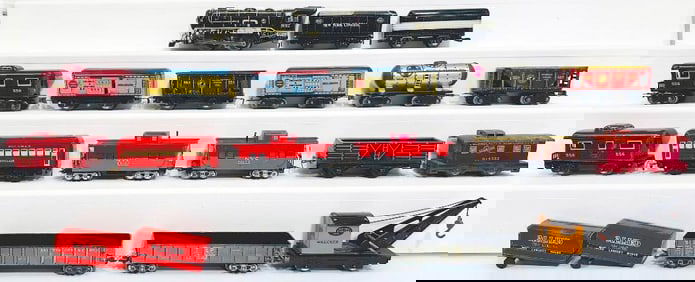 Marx Postwar O Gauge 897 Lithographed Locomotive and NYC Tender with Fifteen (15) Freight Cars