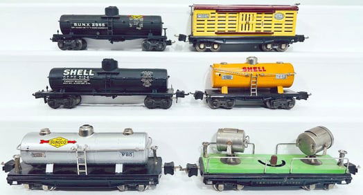 Lionel Prewar O Gauge Six (6) Assorted Freight Cars