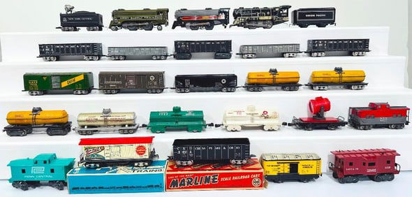 Marx Prewar and Postwar O Gauge Army 500 Locomotive, 3000 Locomotive, 897 Lithograph Clockwork Loco