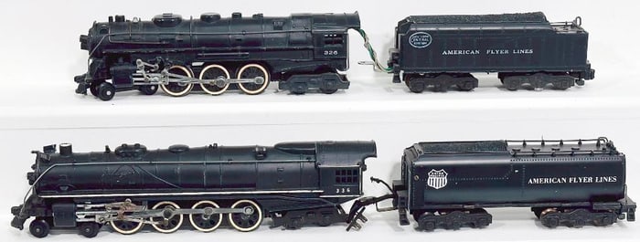 American Flyer Postwar S Gauge 336 Union Pacific Locomotive and Tender and 326 New York Central Loco