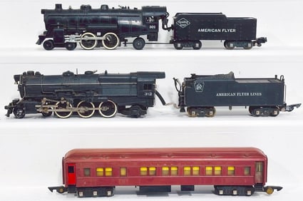 American Flyer Postwar S Gauge 302 Reading Lines Locomotive and Tender/312 PRR Locomotive and Tender