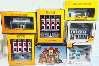 MTH Modern O Gauge Seven (7) Assorted Buildings Boxed