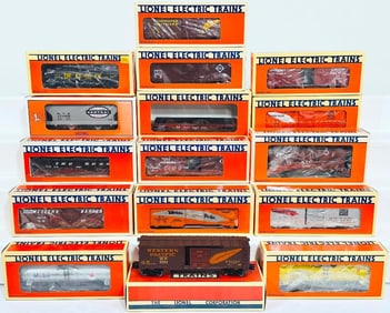 Lionel Modern O Gauge Sixteen (16) Assorted Freight Cars Boxed