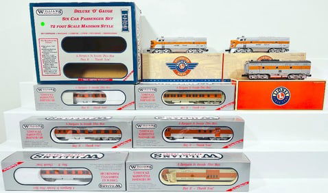 Williams Modern O Gauge Western Pacific 70 foot Scale Madison Car Boxed X6 and Lionel Modern O Gauge