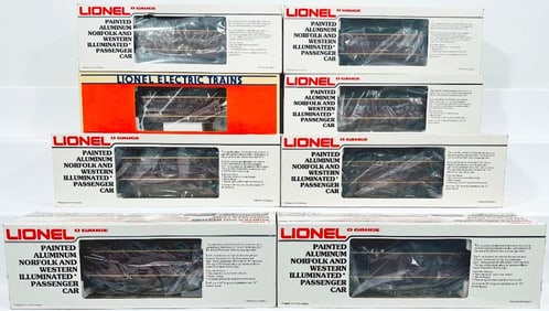 Lionel Modern O Gauge Norfolk and Western Eight (8) Assorted Passenger Cars Boxed