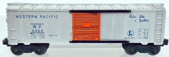 Lionel Postwar O Gauge 6464 - 1 Western Pacific Box Car with orange doors from 1953