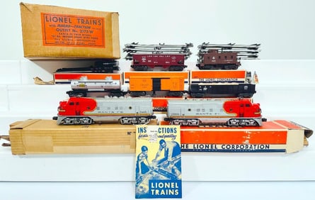 Lionel Postwar O Gauge Outfit No. 2175W Santa Fe A –A F – 3 Freight Set Boxed