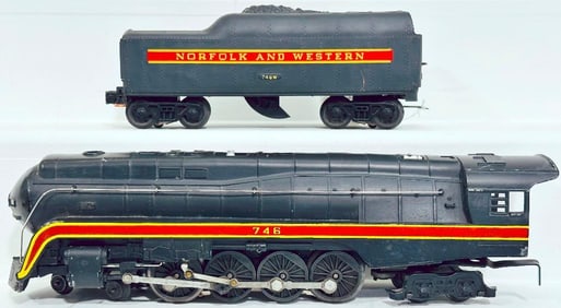 Lionel Postwar O Gauge 746 Norfolk and Western Steam Locomotive and 746W Norfolk and Western Tender
