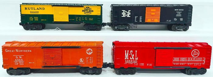 Lionel Postwar O Gauge Four (4) Assorted 6464 Box Cars