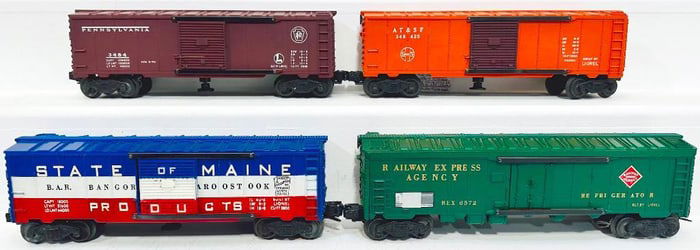 Lionel Postwar O Gauge Four (4) Assorted Box Cars