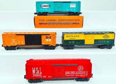 Lionel Postwar O Gauge Four (4) Assorted 6464 Box Cars