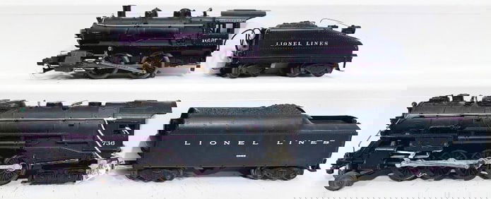 Lionel Postwar O Gauge 736 Locomotive and 2046W Tender/ 1656 Switcher and 6403B Tender