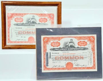 Lionel Postwar Assorted The Lionel Corporation Stock Certificates
