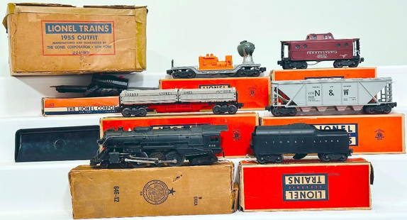 Lionel Postwar O Gauge Outfit No. 2241WS 646 Freight Set Boxed from 1955: Lionel Postwar O Gauge Outfit No. 2241WS 646 Freight Set Boxed from 1955, including 646 Steam Locomotive with headlight, smoke and magnatraction, 2046W Streamlined Whistle Tender, 3359 Operating Twin