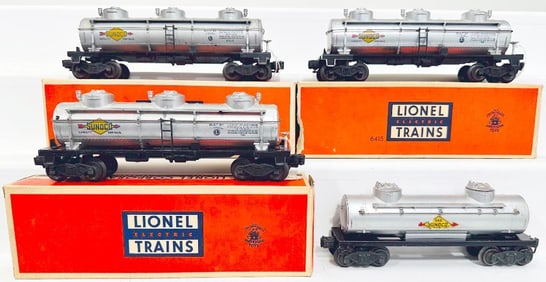 Lionel Postwar O Gauge Four (4) Assorted Tank Cars