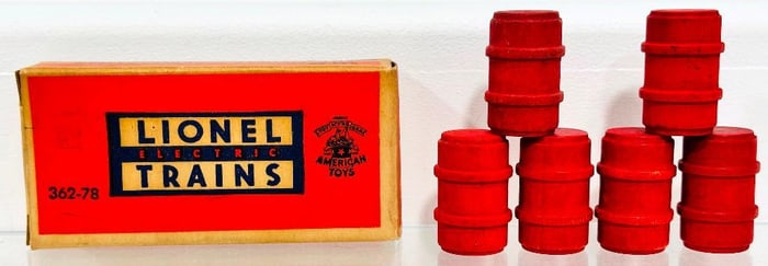 Lionel Postwar O Gauge 362 - 78 6 Red Barrels Separate Sale Boxed RARE