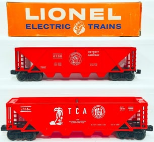 Lionel Postwar O Gauge 6436 TCA 1969 Convention Car and 6736 red Hopper