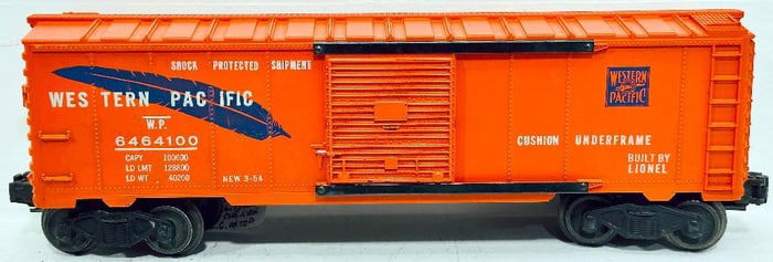 Lionel Postwar O Gauge 6464 - 250 Blue Feather Western Pacific Box Car Boxed