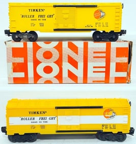 Lionel Postwar O Gauge 6464 - 500 Timken Box Car and 6464 - 500 Timken Glenn Uhl version