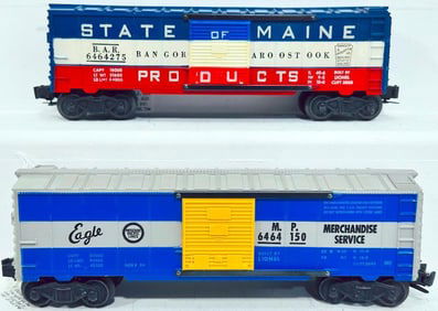 Lionel Postwar O Gauge 6464 - 150/Missouri Pacific Box Car/ 6464 - 275 State of Maine Box Car