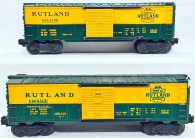 Lionel Postwar O Gauge 6464 - 300 Rutland Box Car and 464 - 300 Rutland Box Car