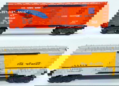 Lionel Postwar O Gauge 6464 - 650 Denver Rio Grande Box Car and 6464 - 250 Western Pacific Box Car