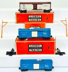 Lionel Postwar O Gauge 6672 Milk Car 2 lines of data and 3424 Operating Brakeman Car X2