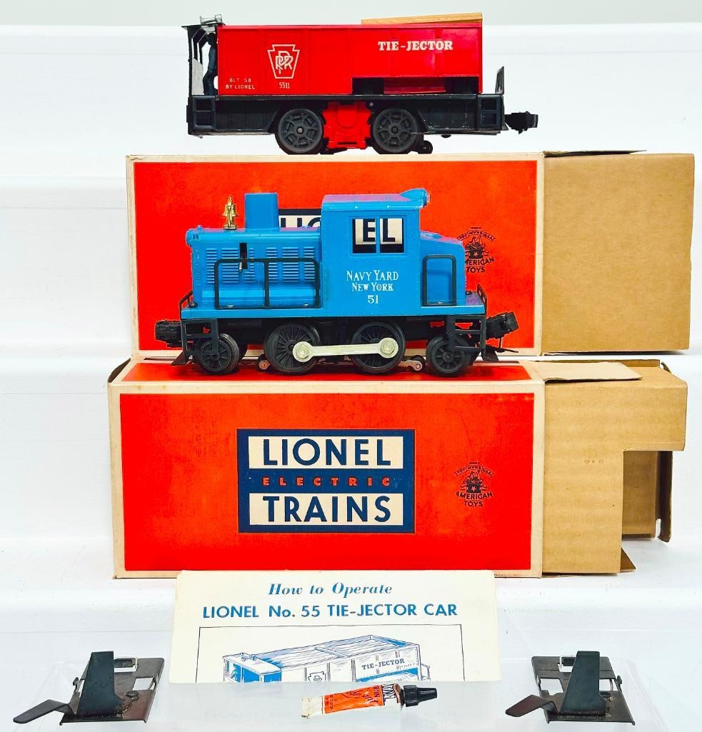 Lionel Postwar O Gauge 51 Navy Yard Small Motorized Unit Boxed and 55 Tie-Jector Car Boxed (1 of 9)