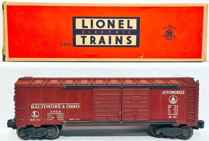 Lionel Postwar O Gauge 6468 Baltimore and Ohio Automobile Car scarce Tuscan variation Boxed
