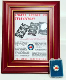 Lionel Postwar O Gauge The Red Caboose Club Pin and Framed Poster RARE