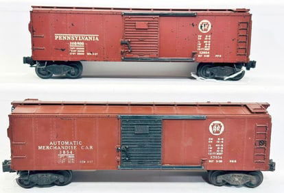 Lionel Postwar O Gauge 3854 Automatic Merchandise Car and 2954 Pennsylvania Box Car