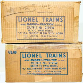 Lionel Postwar O Gauge Outfit No. 2191W original Set Box only - Santa Fe Freight Set and 2193W Box