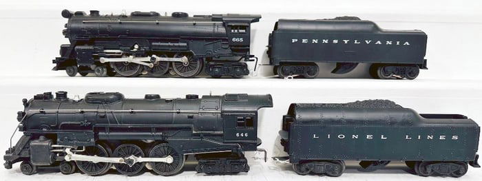 Lionel Postwar O Gauge 646 Locomotive/ Tender and 665 Locomotive and Tender
