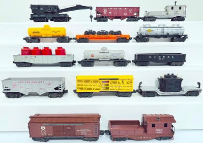 Lionel Postwar O Gauge Fourteen (14) Assorted Freight Cars