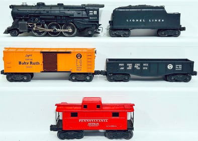 Lionel Postwar O Gauge 2025 Locomotive and 2466WX Tender with 2454 - 2452X - 2472