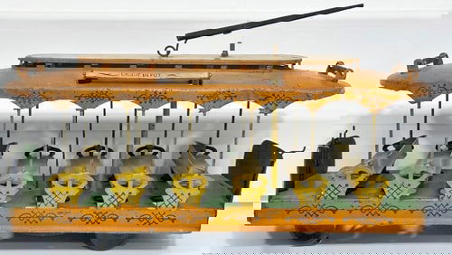 Converse Prewar 2 7/8 Gauge Union Depot Clockwork Trolley Floor Toy