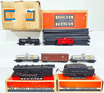 Lionel Prewar O Gauge 0092W Hudson Freight Set: Lionel Prewar O Gauge 0092W Hudson Freight Set, including 004 Hudson Locomotive and 004W New York Central Tender, each in C6 to C6 plus and each with its original box that is missing box ends. This Lo