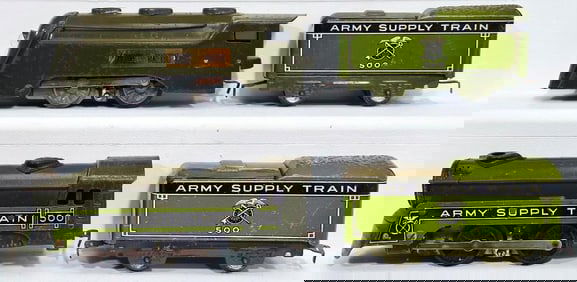 Marx Prewar O Gauge 500 Army Supply Train Locomotive & 500 Tender and Commodore Vanderbilt Army Loco