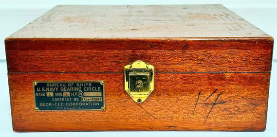Lionel Prewar U.S. Navy Mark 3 Sextant Navigational Instrument Wood Box